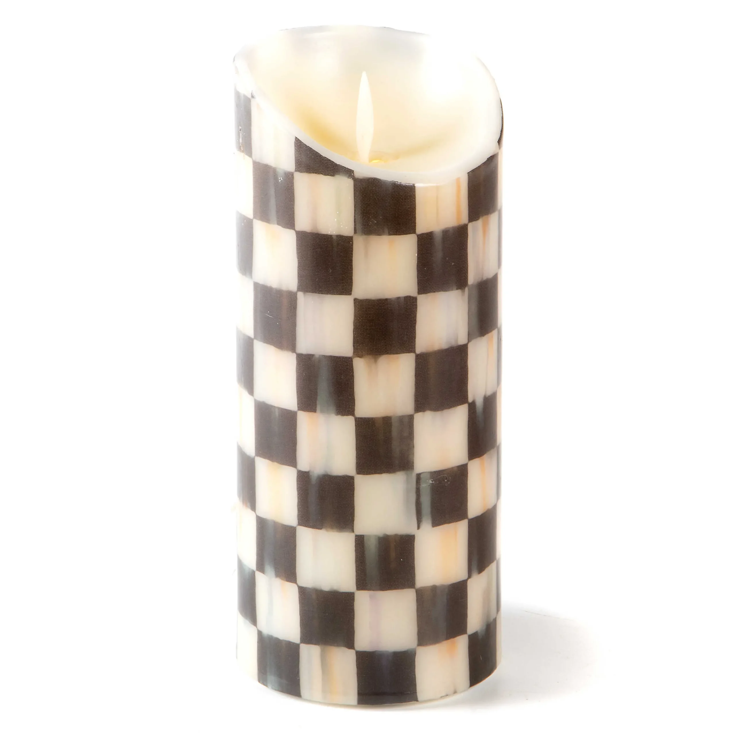 MacKenzie-Childs Courtly Check Flicker 7 Pillar Candle| Candles & Fragrances|Table Accessories