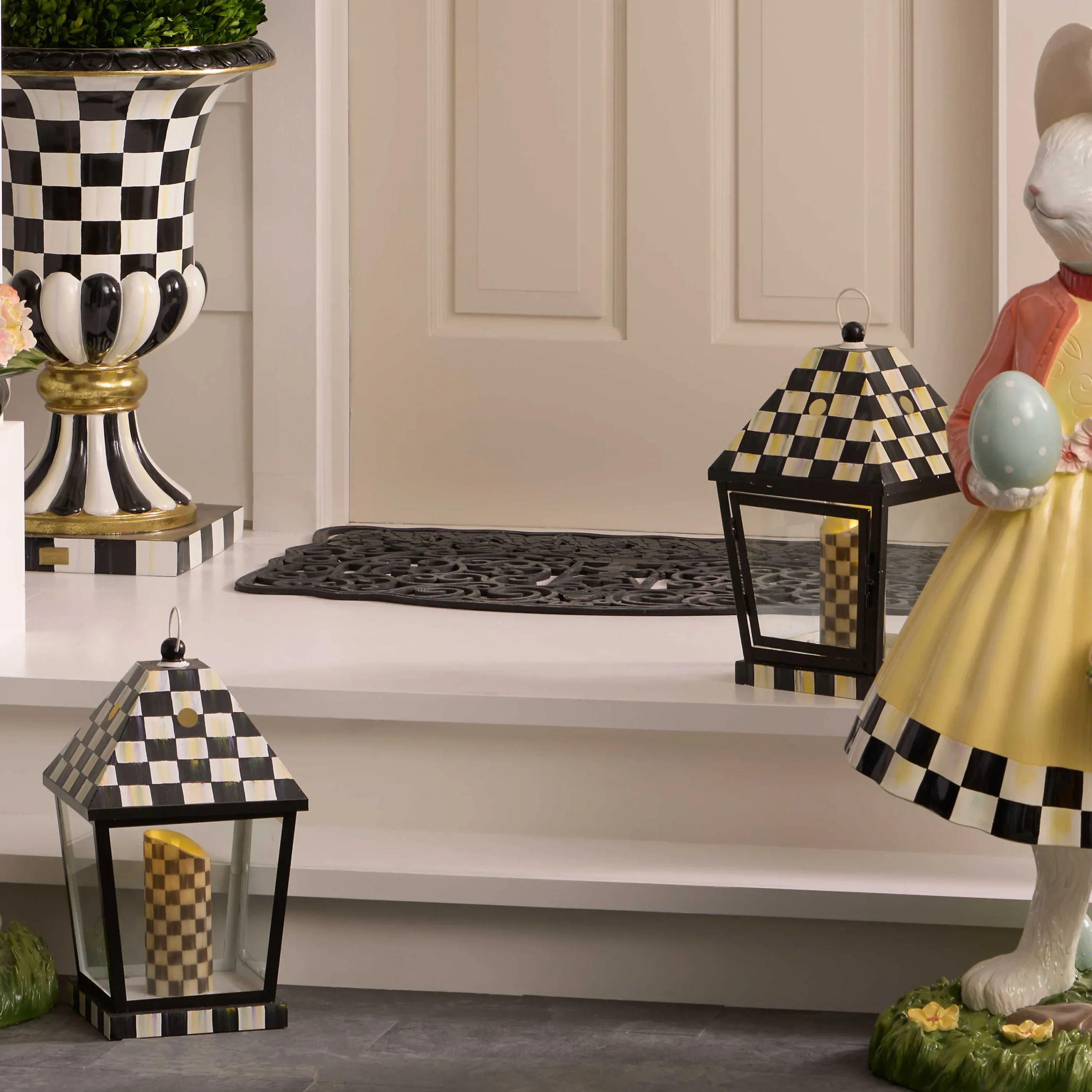 MacKenzie-Childs Courtly Check Flicker 7 Pillar Candle| Candles & Fragrances|Table Accessories