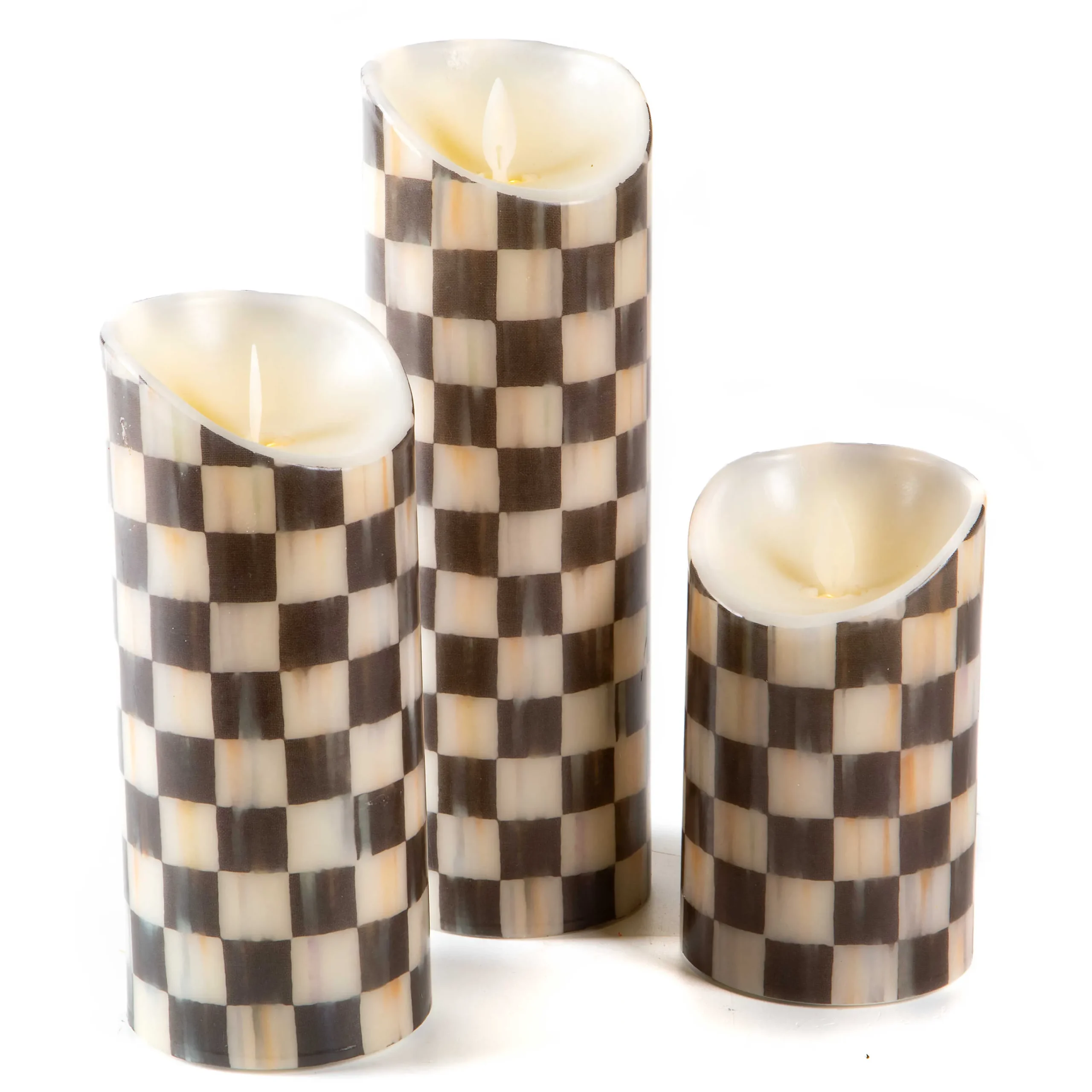 MacKenzie-Childs Courtly Check Flicker 7 Pillar Candle| Candles & Fragrances|Table Accessories