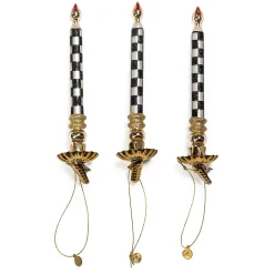 MacKenzie-Childs Courtly Check Glass Candle Clips, Set of 3| Holiday|Decor Sets