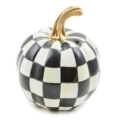 MacKenzie-Childs Courtly Check Glossy Mini Pumpkin| Pumpkins|The Halloween Shop
