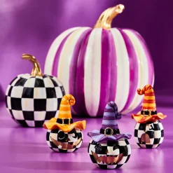 MacKenzie-Childs Courtly Check Glossy Mini Pumpkin| Pumpkins|The Halloween Shop