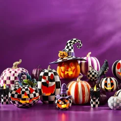 MacKenzie-Childs Courtly Check Glossy Mini Pumpkin| Pumpkins|The Halloween Shop