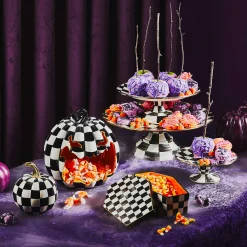 MacKenzie-Childs Courtly Check Glossy Mini Pumpkin| Pumpkins|The Halloween Shop