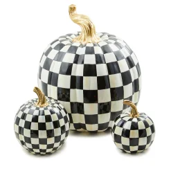 MacKenzie-Childs Courtly Check Glossy Mini Pumpkin| Pumpkins|The Halloween Shop