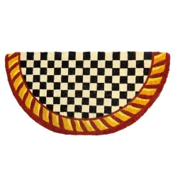 MacKenzie-Childs Courtly Check Half Round Red  Gold Entrance Mat| The Fall Shop|Rugs