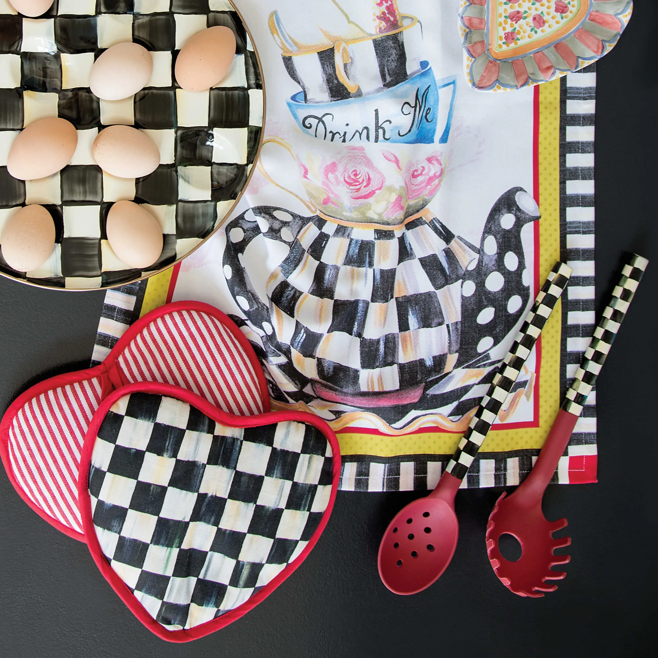MacKenzie-Childs Courtly Check Heart Potholder| Kitchen & Table Linens