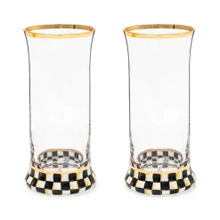 MacKenzie-Childs Courtly Check Highball Glass, Set of 2| Holiday|The Halloween Shop