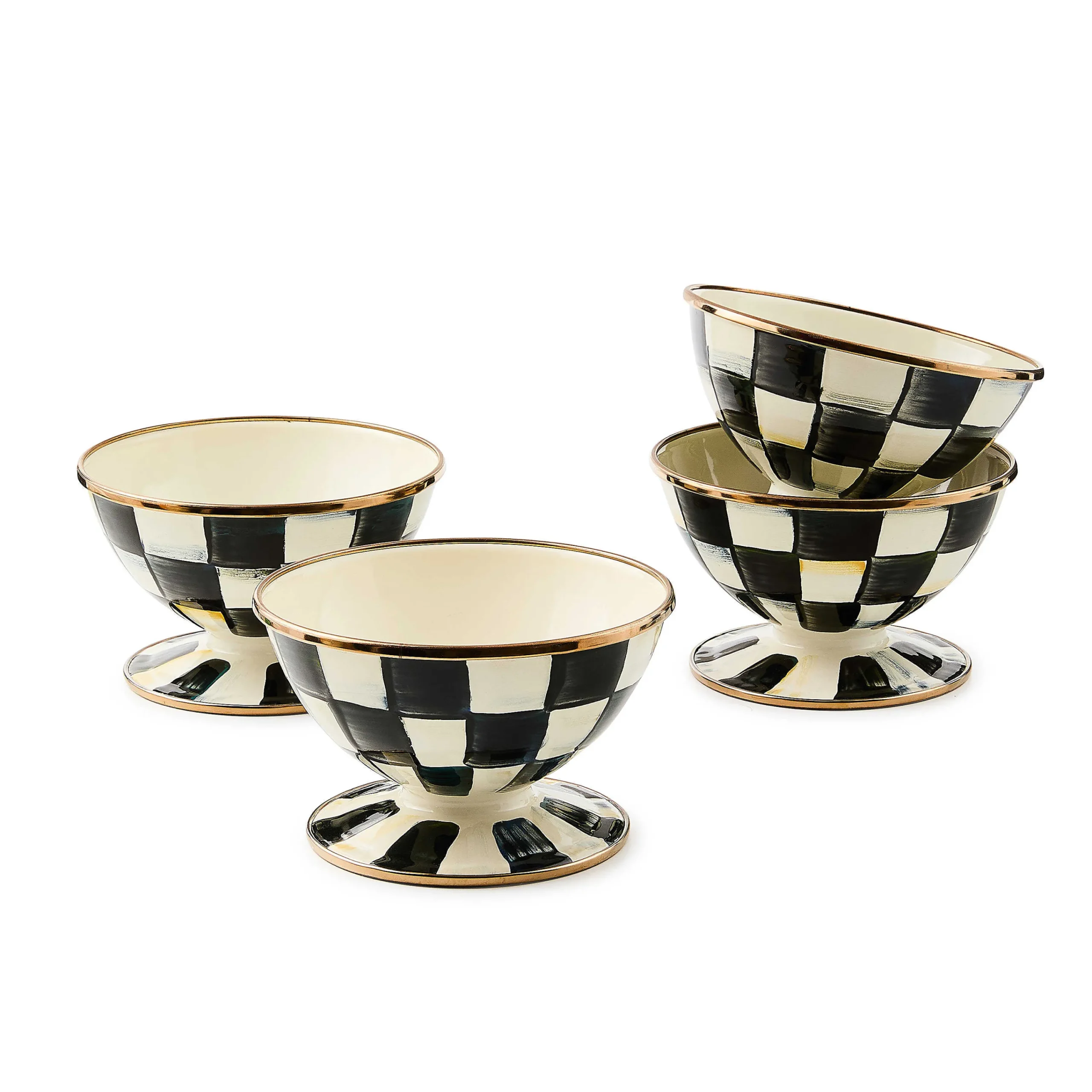 MacKenzie-Childs Courtly Check Ice Cream Dishes, Set of 4| Kitchen & Dining Sets|Dinnerware & Flatware