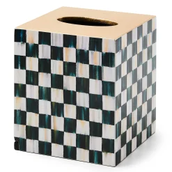 MacKenzie-Childs Courtly Check Lacquer Boutique Tissue Box Cover| Bath & Bath Accessories