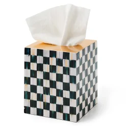 MacKenzie-Childs Courtly Check Lacquer Boutique Tissue Box Cover| Bath & Bath Accessories