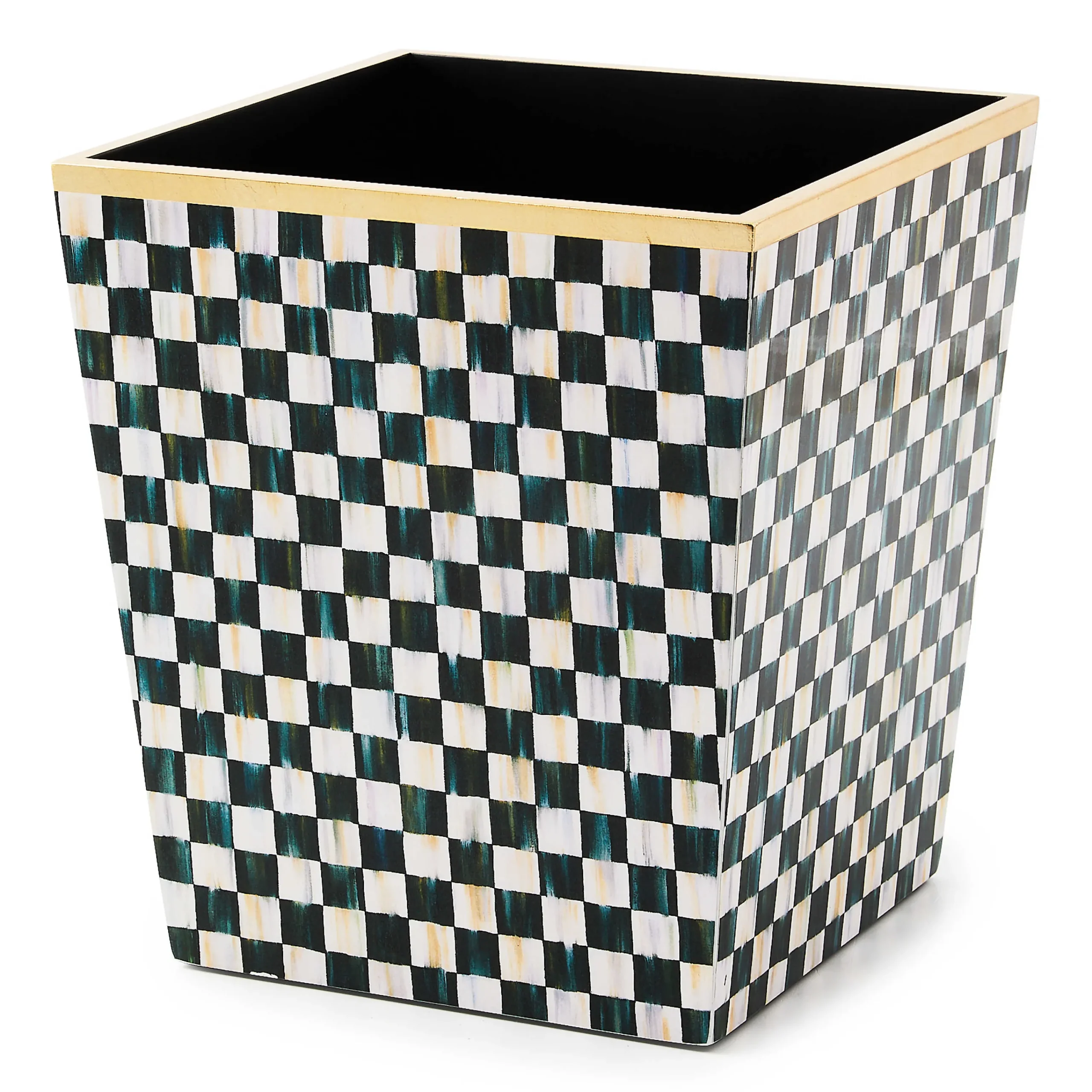 MacKenzie-Childs Courtly Check Lacquer Waste Bin| Bath & Bath Accessories