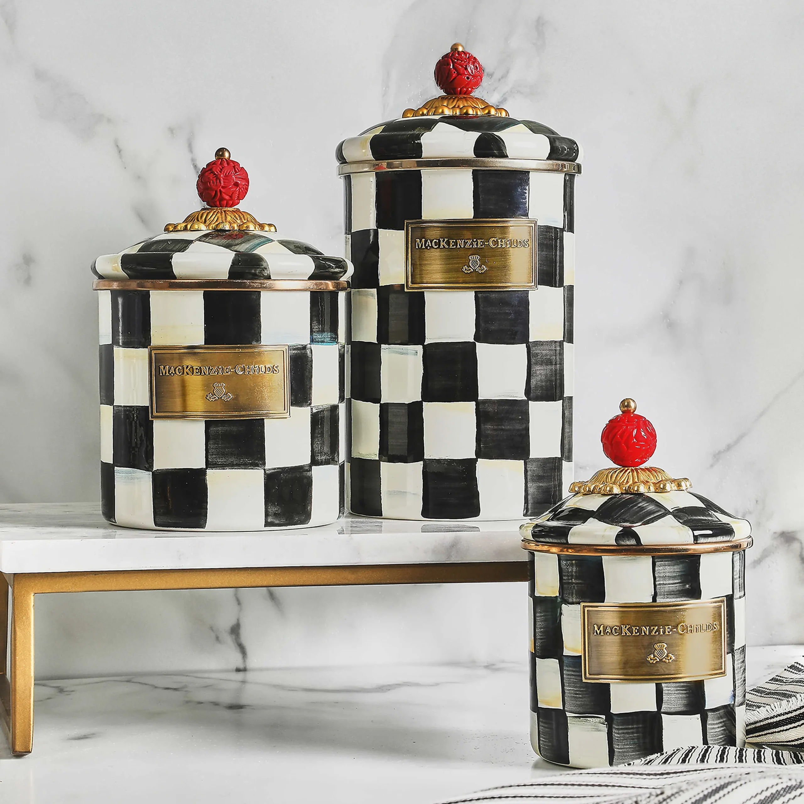 MacKenzie-Childs Courtly Check Large Canister| Room Accents|Kitchen Storage & Organization