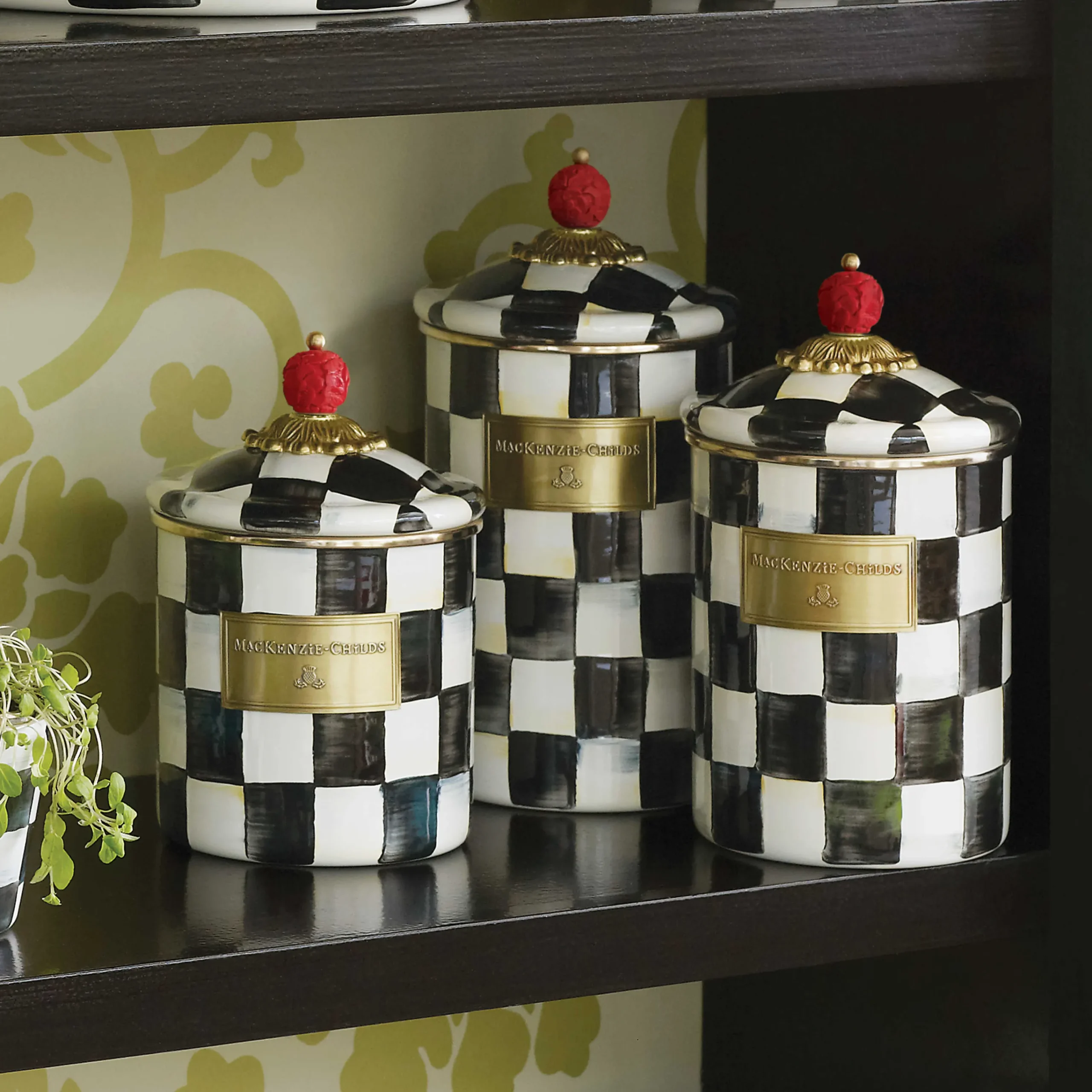 MacKenzie-Childs Courtly Check Large Canister| Room Accents|Kitchen Storage & Organization