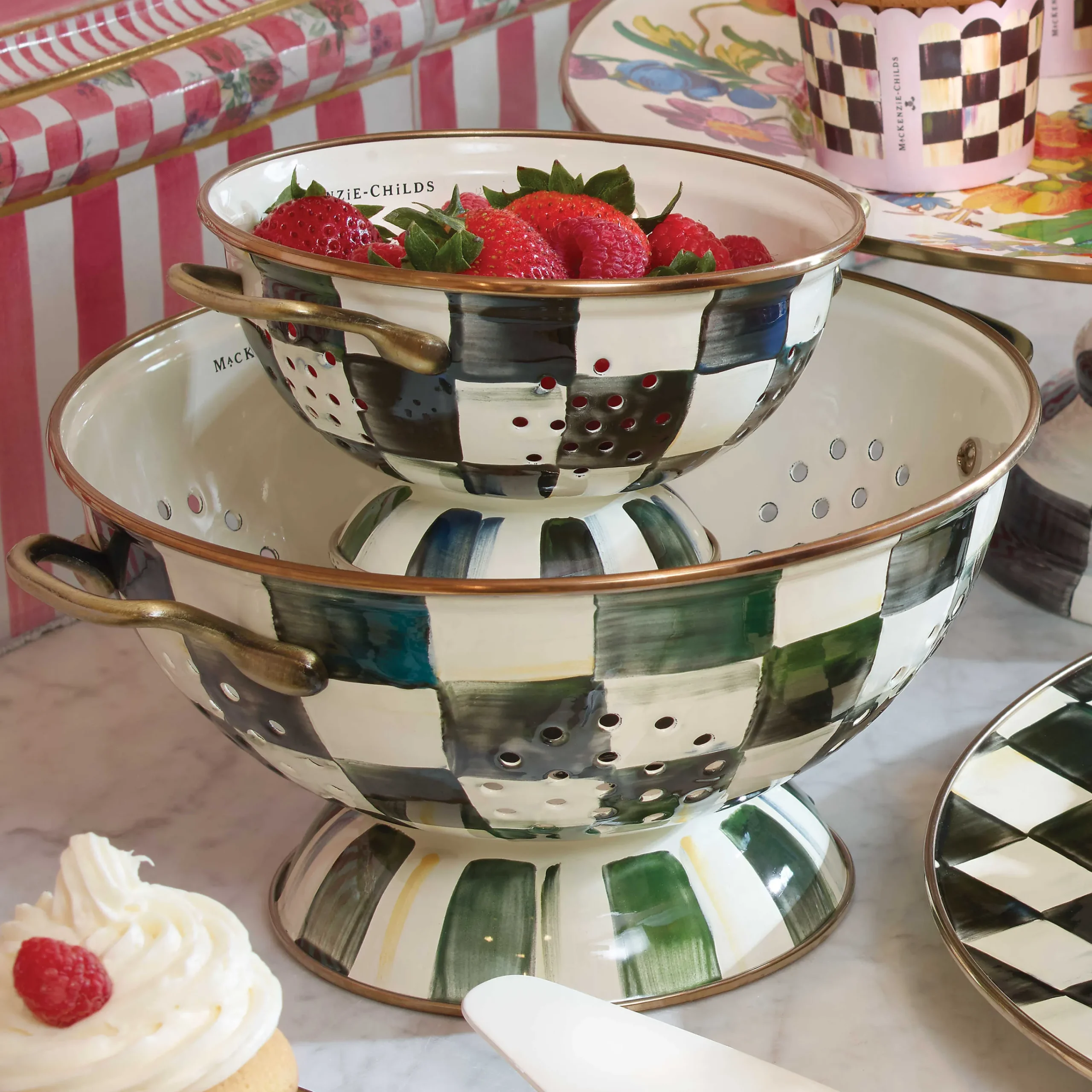MacKenzie-Childs Courtly Check Large Colander| Kitchen Utensils & Tools