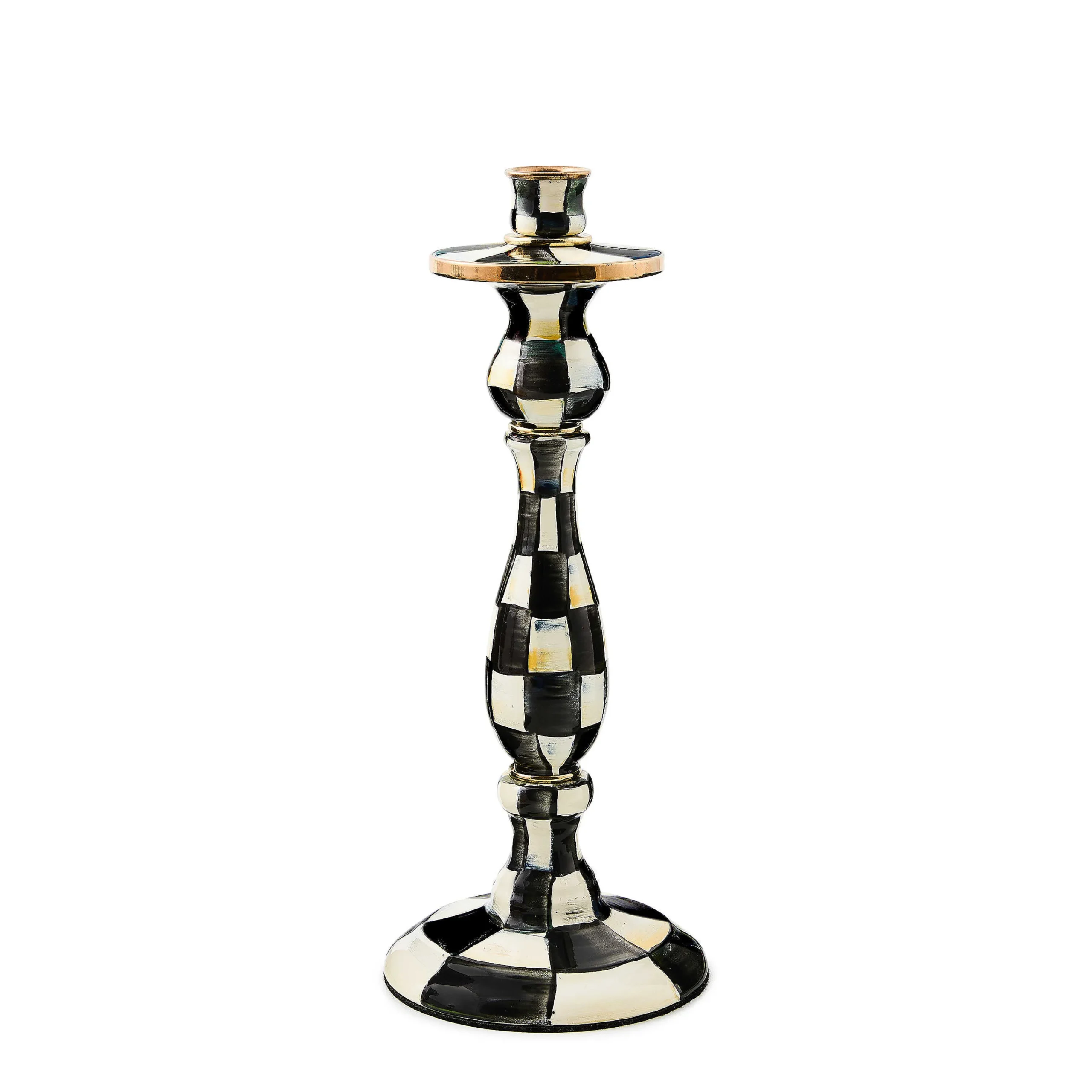 MacKenzie-Childs Courtly Check Large Enamel Candlestick| Candles & Fragrances|Table Accessories