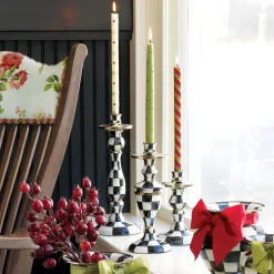 MacKenzie-Childs Courtly Check Large Enamel Candlestick| Candles & Fragrances|Table Accessories