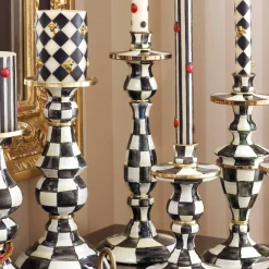 MacKenzie-Childs Courtly Check Large Enamel Candlestick| Candles & Fragrances|Table Accessories