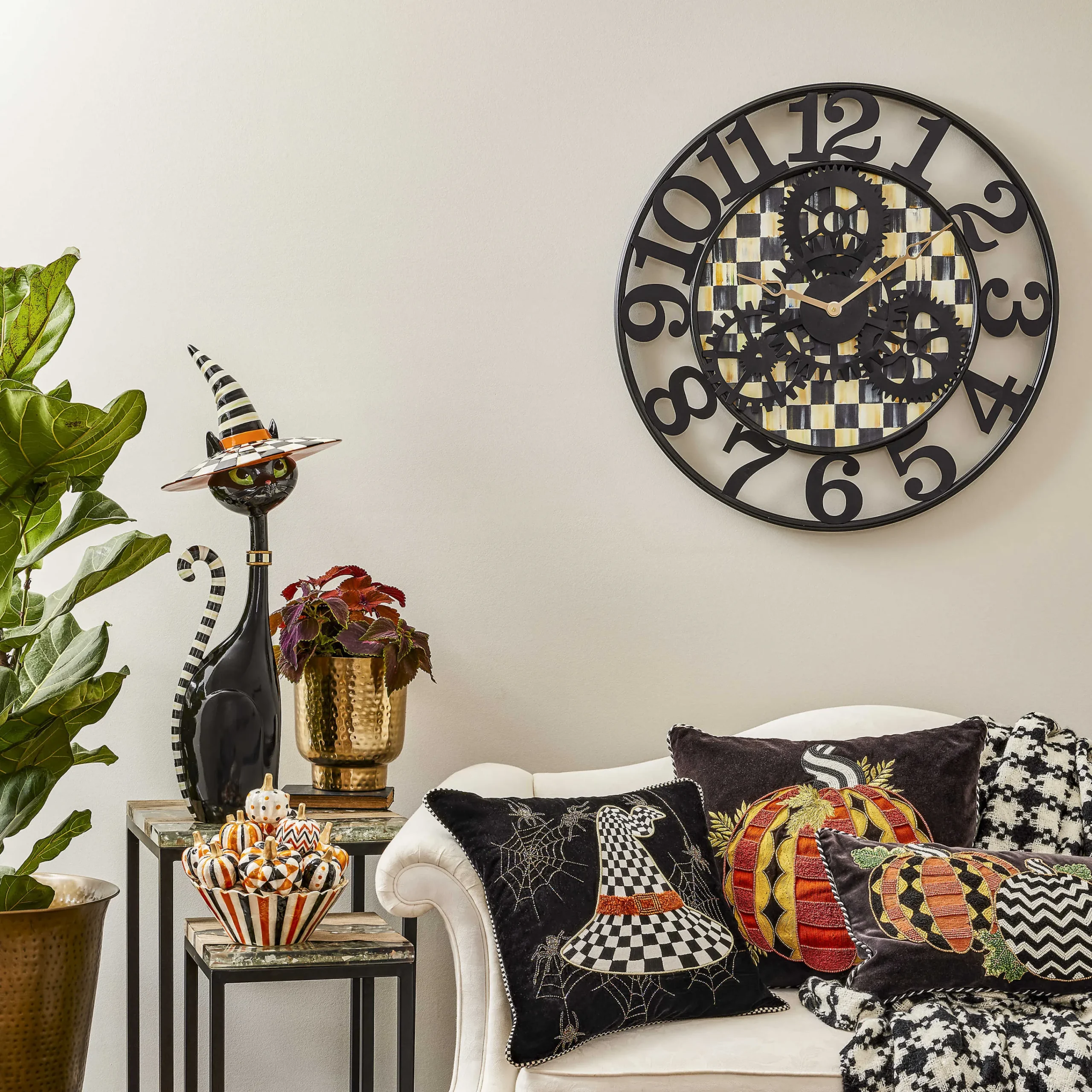 MacKenzie-Childs Courtly Check Large Farmhouse Wall Clock| Room Accents