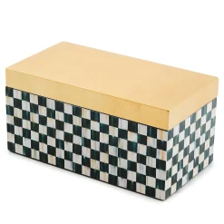 MacKenzie-Childs Courtly Check Large Lacquer Decorative Box with Gold Hinged Lid| Room Accents