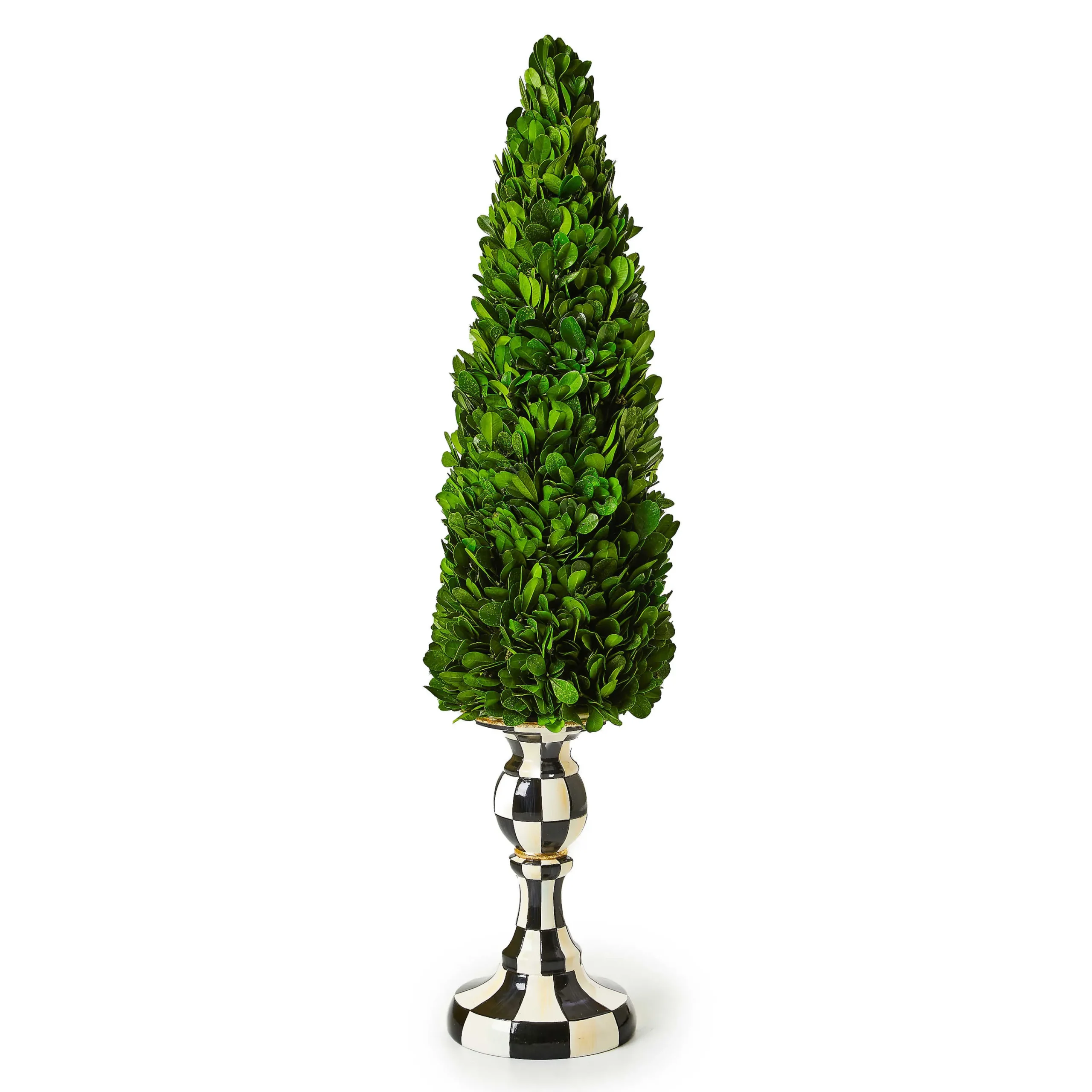 MacKenzie-Childs Courtly Check Large Pedestal Boxwood Tree| Greenery & Florals