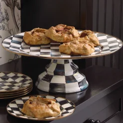 MacKenzie-Childs Courtly Check Large Pedestal Platter| Serveware