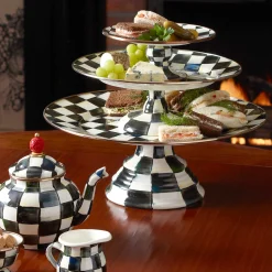 MacKenzie-Childs Courtly Check Large Pedestal Platter| Serveware