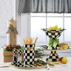 MacKenzie-Childs Courtly Check Large Pedestal Platter| Serveware