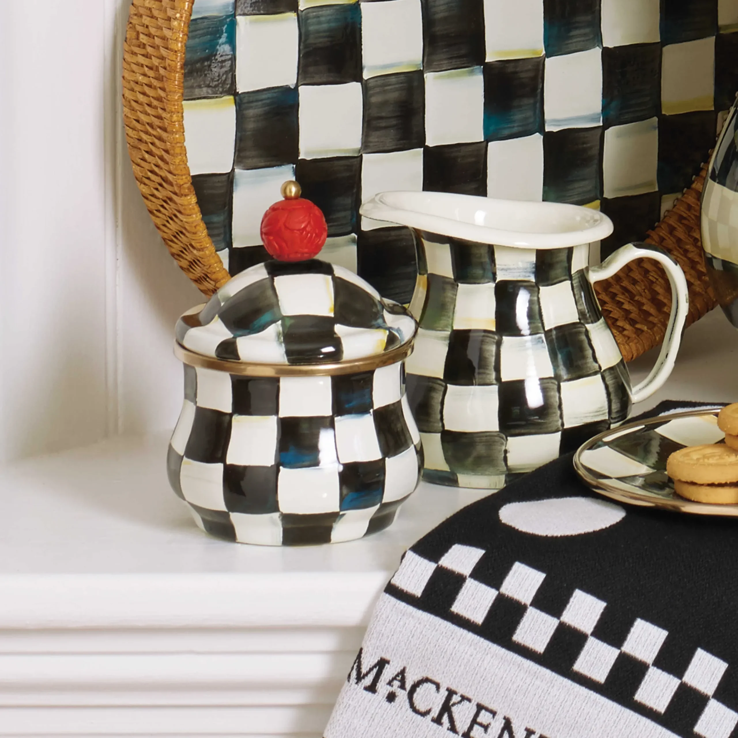 MacKenzie-Childs Courtly Check Lidded Sugar Bowl| The Coffee Shop|Serveware