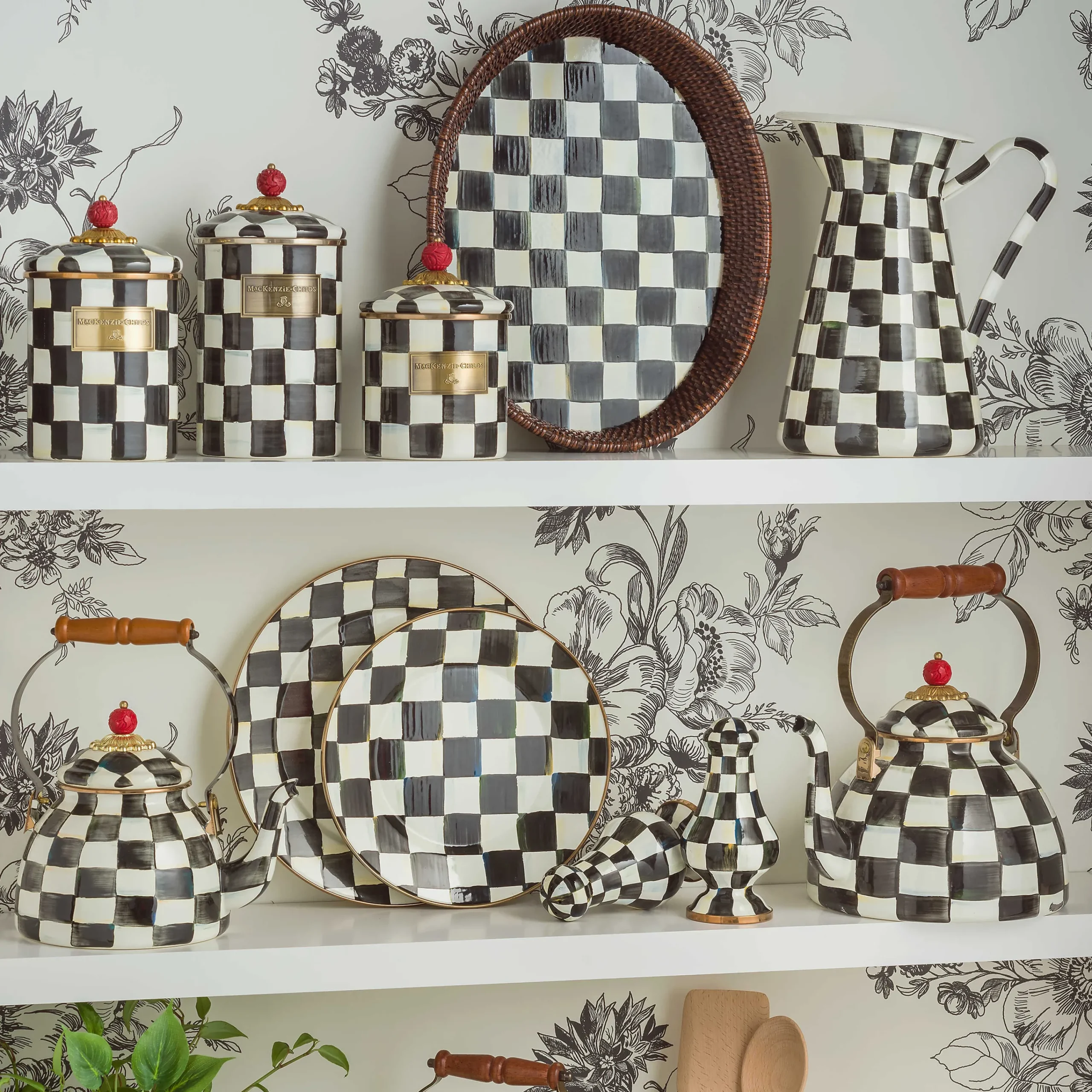 MacKenzie-Childs Courtly Check Medium Canister| Room Accents|Kitchen Storage & Organization