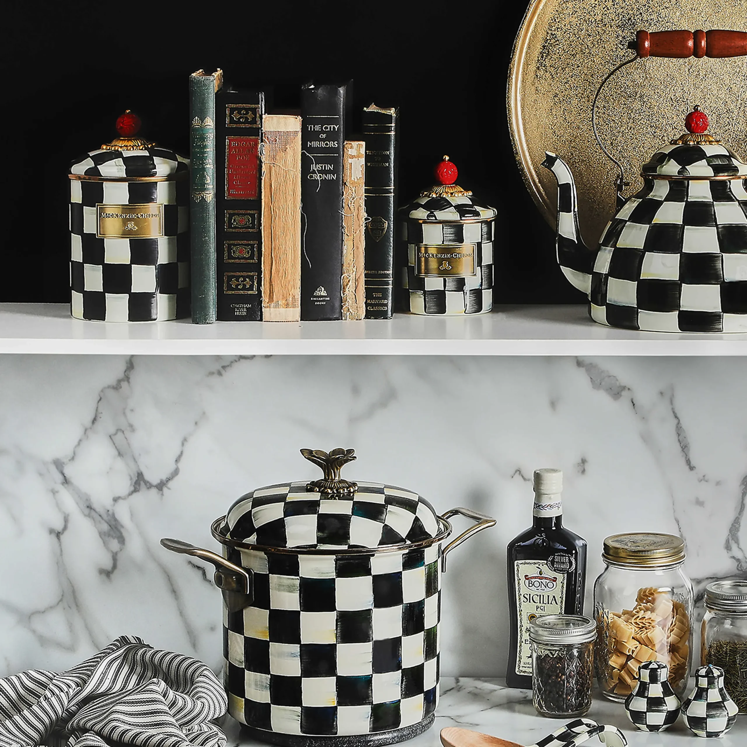 MacKenzie-Childs Courtly Check Medium Canister| Room Accents|Kitchen Storage & Organization