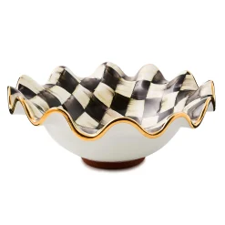 MacKenzie-Childs Courtly Check Medium Ceramic Fluted Serving Bowl| Serveware