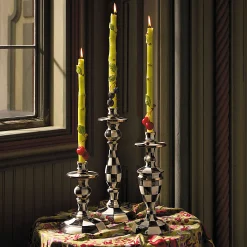 MacKenzie-Childs Courtly Check Medium Enamel Candlestick| Candles & Fragrances|Table Accessories