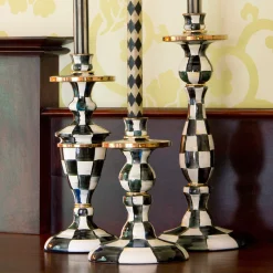 MacKenzie-Childs Courtly Check Medium Enamel Candlestick| Candles & Fragrances|Table Accessories