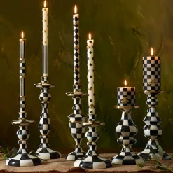 MacKenzie-Childs Courtly Check Medium Enamel Candlestick| Candles & Fragrances|Table Accessories