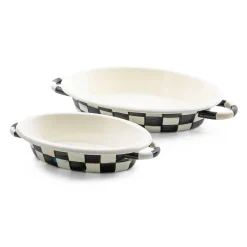 MacKenzie-Childs Courtly Check Medium Oval Gratin Dish| Fall Entertaining|Cookware & Bakeware