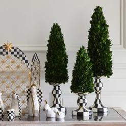 MacKenzie-Childs Courtly Check Medium Pedestal Boxwood Tree| Greenery & Florals