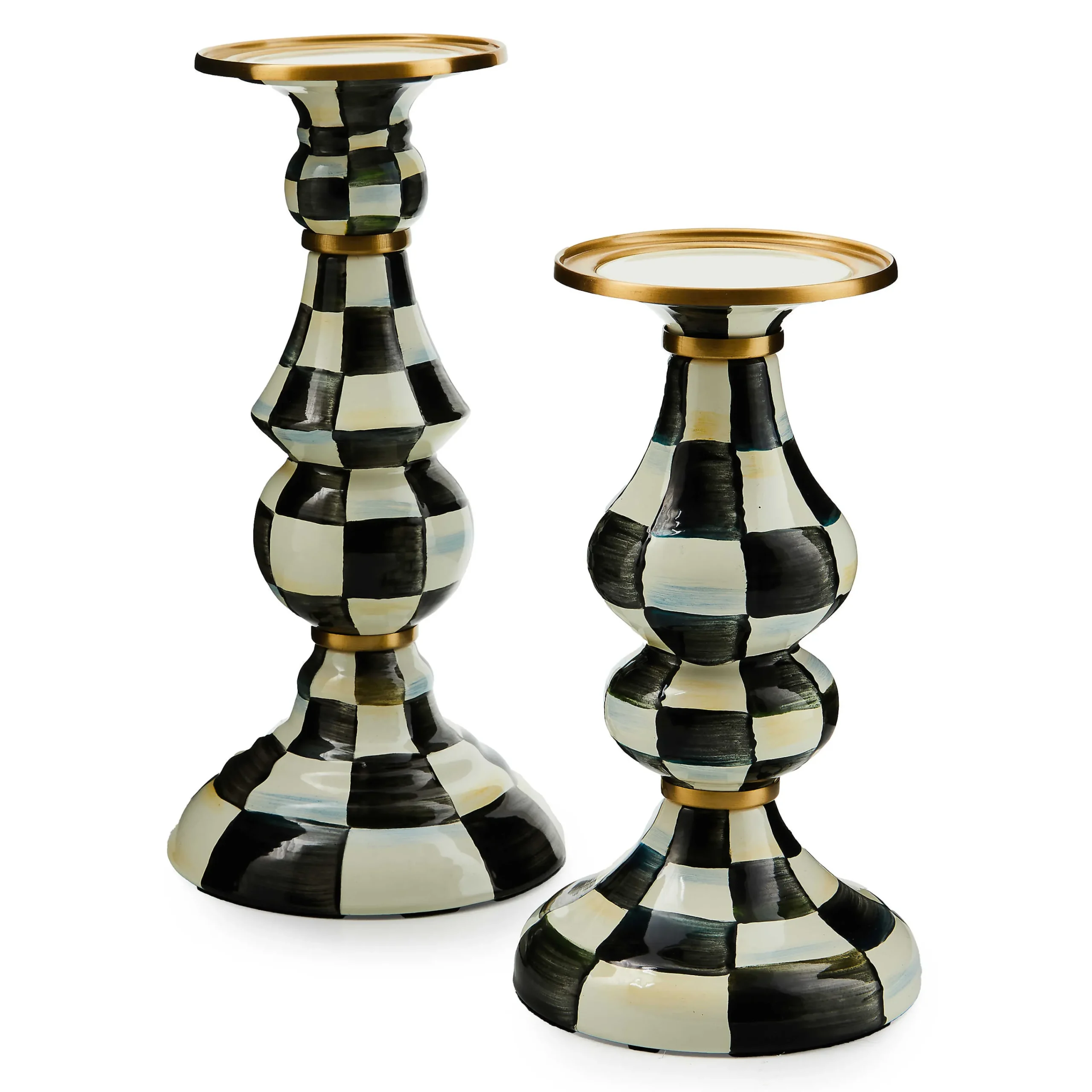 MacKenzie-Childs Courtly Check Medium Pillar Candlestick| Candles & Fragrances|Table Accessories