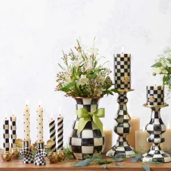 MacKenzie-Childs Courtly Check Medium Pillar Candlestick| Candles & Fragrances|Table Accessories