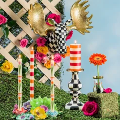 MacKenzie-Childs Courtly Check Medium Pillar Candlestick| Candles & Fragrances|Table Accessories