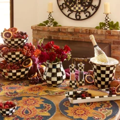 MacKenzie-Childs Courtly Check Medium Pillar Candlestick| Candles & Fragrances|Table Accessories