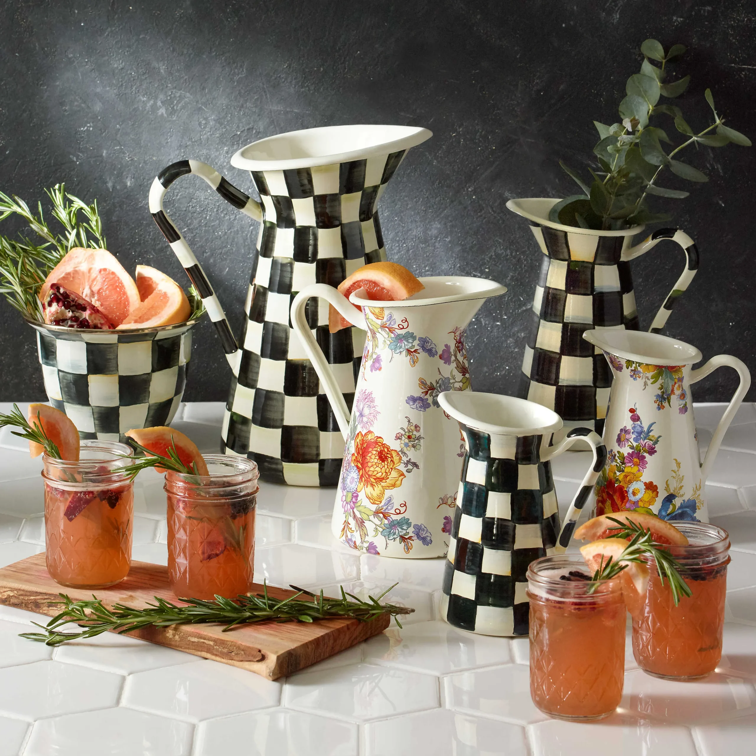 MacKenzie-Childs Courtly Check Medium Practical Pitcher| Bar Entertaining|Serveware