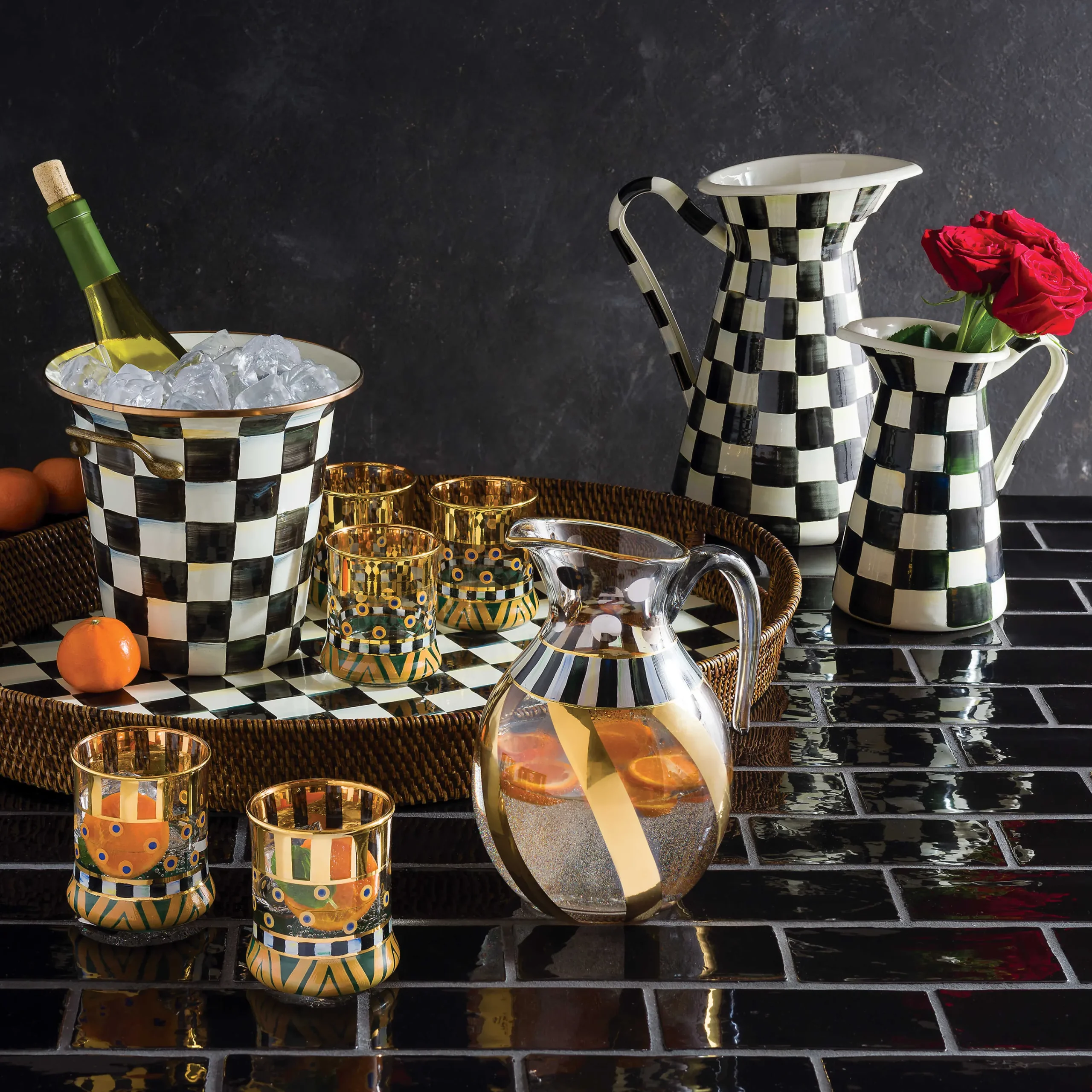 MacKenzie-Childs Courtly Check Medium Practical Pitcher| Bar Entertaining|Serveware