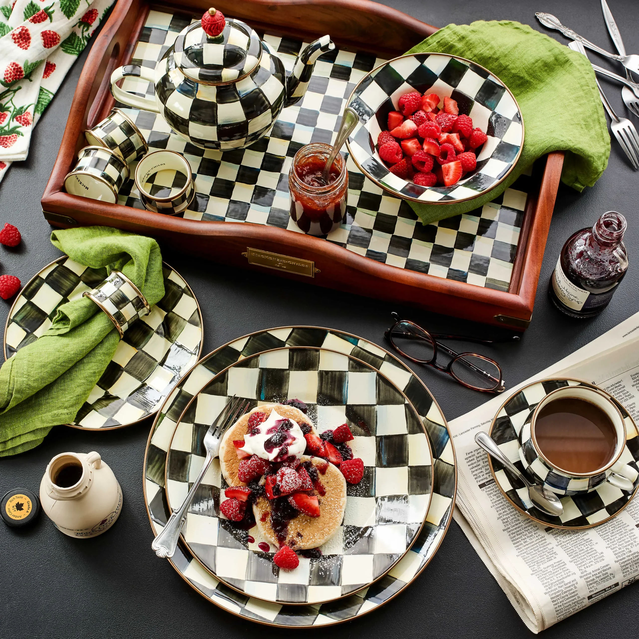MacKenzie-Childs Courtly Check Napkin Rings, Set of 4| Table Accessories|Kitchen & Table Linens