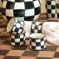 MacKenzie-Childs Courtly Check Napkin Rings, Set of 4| Table Accessories|Kitchen & Table Linens