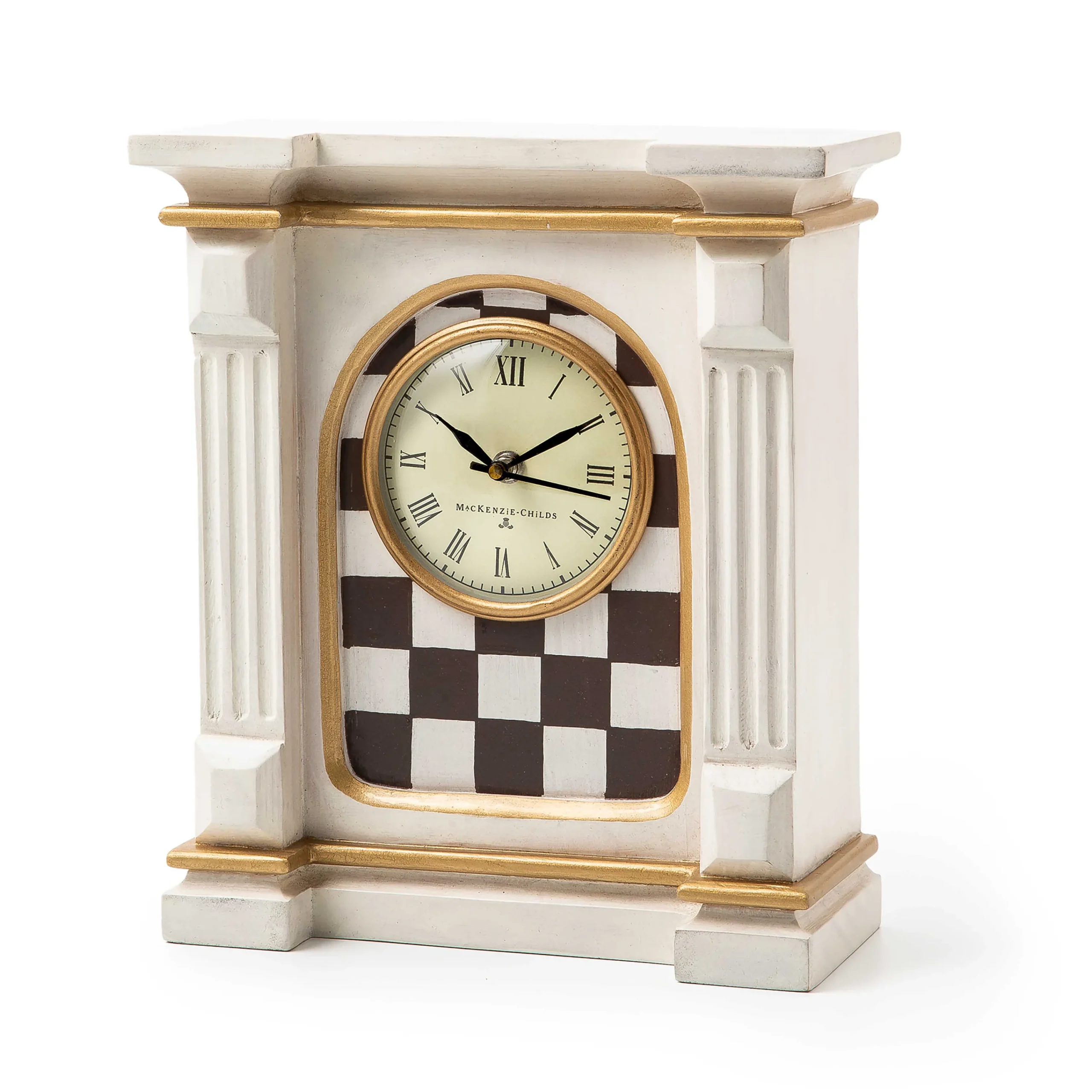 MacKenzie-Childs Courtly Check Off White Mantel Clock| Room Accents