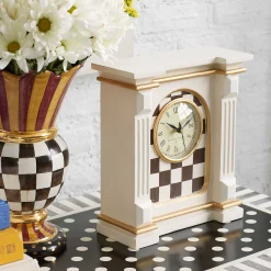 MacKenzie-Childs Courtly Check Off White Mantel Clock| Room Accents