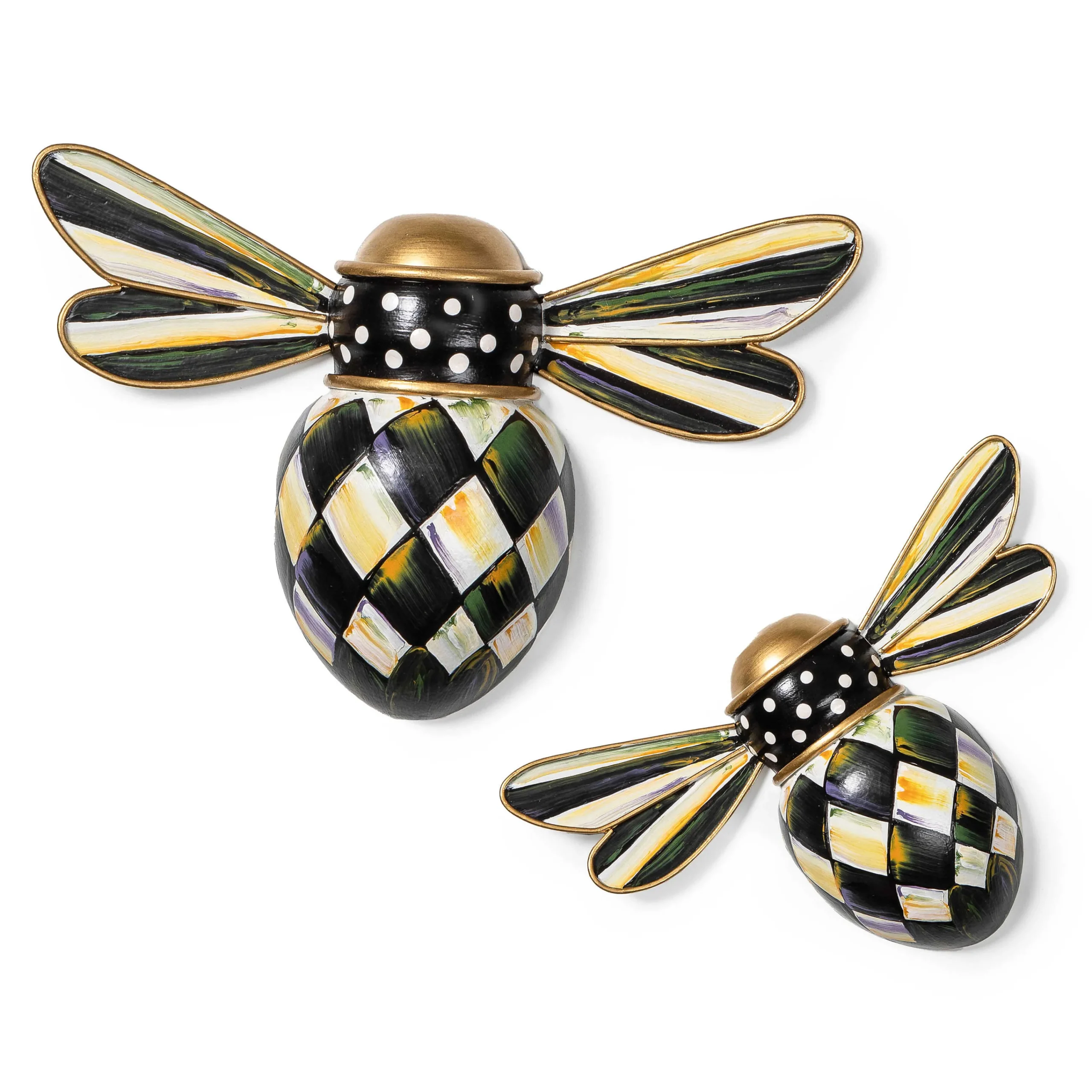 MacKenzie-Childs Courtly Check Outdoor Bee Wall Decor, Set of 2| Spring|Outdoor