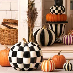 MacKenzie-Childs Courtly Check Outdoor Pumpkin| The Halloween Shop|The Fall Shop