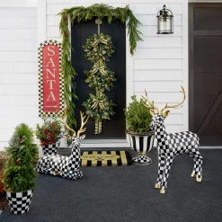MacKenzie-Childs Courtly Check Outdoor Resting Deer| Holiday|Outdoor